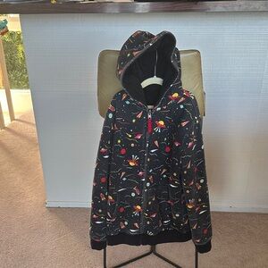 Kids Space-Themed Reversible Sherpa zip Up Hoodie - Lands End Boys 10-11 L